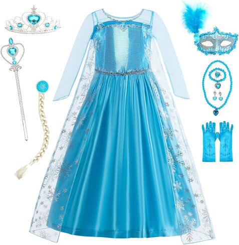 زي فروزن إلسا للفتيات ملابس الأميرة للأطفال الصغار في عيد الهالوين وأعياد الميلاد in Kuwait