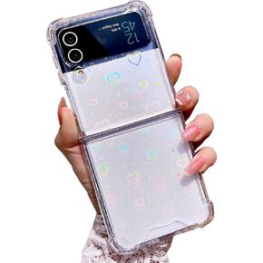Shinymore Galaxy Z Flip 5 Real Flower Case, Soft Clear Flexible Rubber Pressed Dry Real Flowers Case Girls Women Glitter Floral Cover for Samsung Galaxy Z Flip 5 (Pink Flower)
