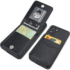 KIHUWEY Compatible with Samsung Galaxy S23 Plus Case Wallet with Credit Card Holder, Flip Premium Leather Magnetic Clasp Kickstand Heavy Duty Protective Cover for Samsung Galaxy S23 Plus 6.6" (Black)
