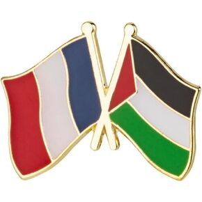 France French Palestine Palestinian National Flag Crossed Flags Friendship Love Alliance Allies 1" Enamel Pin