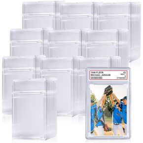 16-Piece Acrylic Baseball Card Holder with Clear Label Position Sleeves and Hard Case for Standard and Graded Cards