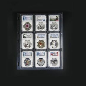 MUDOR Coin Slab Sleeves, 9 Pocket Encap Coin Storage Sheet for PCGS NGC Certified Holder, PVC Free,Suitable for Collection Tokens, Medallions, Badges (86x64mm- 9 Pockets)