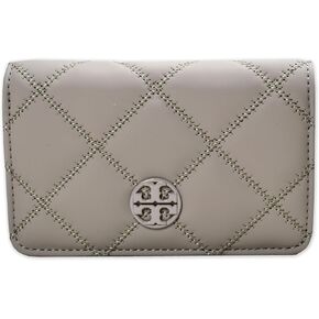 محفظة بطاقات نسائية من Tory Burch 150061 Willa Matte PU Leather Diamond مبطنة متوسطة الحجم، رمادي هيرون in Kuwait