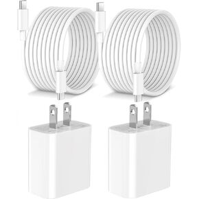 [Apple MFi Certified] iPhone 15 Charger Fast Charging, 2Pack 20W USB C Fast Charger Block with 2Pack 6FT Long TypeC Fast Charging Cable for iPhone 15/15 Plus/Pro Max, iPad Pro, Air, iPad10, AirpodsPro