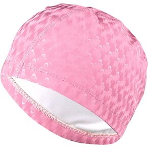 WooWill Swim Caps for Women Swimming 3 Pure Color PU Cap Adults and Kids High Elasticity Breathable Fit Both Swiming Long & Short Hair Non-Slip Bathing Cap, 02 Light Pink