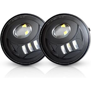 White LED Fog Light Assembly Kit Compatible with Toyota 2005-2011 Tacoma, 2004-2006 Solara, 2008-2015 Sequoia, 2007-2013 Tundra Fog Lamp, Pack of 2