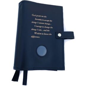 Black Deluxe Triple NA Book Cover for The Basic Text (6th Ed), It Works, How and Why and Living Clean with Serenity Prayer and Medallion Holder.