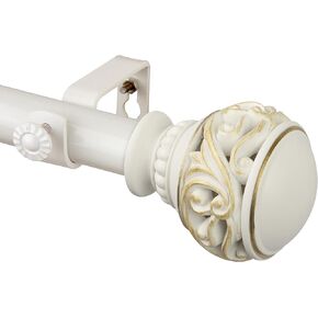Rod Desyne Isabella 1" Single Curtain Rod, 48-84 inch, White