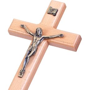 SISSIDA Crucifix Wall Cross Catholic, Handmade Wooden Jesus Crosses for Wall Decor - 12 Inch