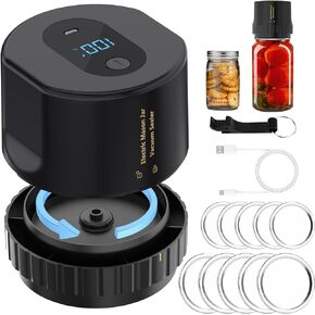Kailfee Mason Jar Sealer Vacuum, Electric Vacuum Sealer Kit for Wide & Regular Mouth Mason Jars Canning Lid Machine Kit for Food Storage (Black)