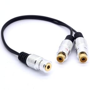 Gold Plated 3.5 to RCA Stereo Audio Splitter Cable 3.5mm Female Jack to 2 Phono RCA Female Socket Y Adapter for Car, Amplifier, Speaker, DVD, 8 Inches/20 cm(3.5mm Female to 2RCA Female)