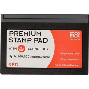 2000 PLUS Stamp Pad, Premium Gel Stamp Pad for Red Ink, Size Number 1, Long Lasting 2.75" by 4.25" (030254)