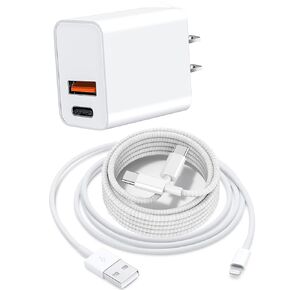 شواحن iPhone لهاتف Apple iPhone 15 Pro Max 15pro/14 Pro Max/14pro/14 Plus/14/13/12/11/Se، كتلة شاحن USB مزدوج، سلك USBc إلى Lightning، كابل USB إلى النوع C لأجهزة Ipad وSamsung Galaxy، جوجل بيكسل in Kuwait