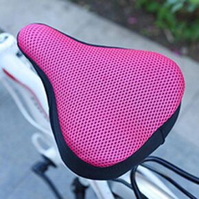 VBESTLIFE Bicycle Seat Cover, Breathable 3D Fabric Bike Padded Seat Cover for Riding Equipment (Rose red)