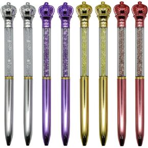 Maydahui 12 PCS Crystal Crown Ballpoint Pen Retractable Bling Pen Black Ink for Women Girls Wedding School