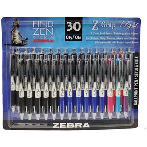 Zebra Z-Grip Flight 1.2 mm Bold Point 30 Pack Multicolor