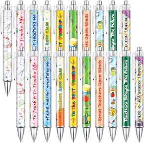 20 Pcs Teacher Ballpoint Pens Appreciation Teacher Gifts Inspirational Quotes Teacher Pens Cute Black Ink Pens Best Teaching Gift for Teacher Writing Stationery School Office Supplies