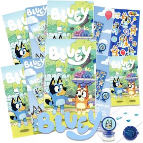 Bluey Party Favor Set - Bundle of Bluey 8 Bluey Activity Packs with Games and Coloring Pages, More | Bluey Birthday Party Supplies
