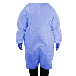 HCS X-Large Isolation Gowns - SMS, AAMI Level 2 - Elastic Cuffs, Neck Tape & Waist Tie - PPE Disposable Gowns Medical, Blue (Pack of 10)