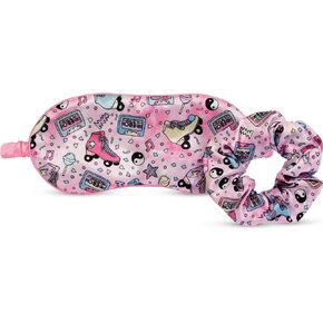 iscream Silky Satin, Fully Lined Sleep Mask and Matching Scrunchy Set - Beary Sweet Gummi Bear