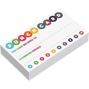 500-Pack Extra-Thick Cardstock Punch Cards - 2 x3.5 inches - Classroom, Home, School, Business Loyalty - Motivate, Reward, and Track Progress