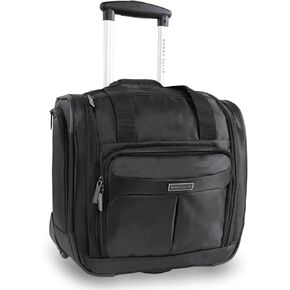 Perry Ellis Excess 9-Pocket Underseat Rolling Tote Carry-on Bag, Onyx