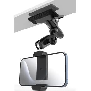 Sun Visor Metal Phone Holder for Car, [Two Swivel Ball Heads] Cellphone Holder for Vehicle with 1/4'' Clamp Fit for iPhone 15/14/ 13/12 Pro Max, Galaxy S24/ 23/22, and More 4-7'' Smartphone