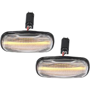 LED Side Marker Repeater Sequential Flowing Turn Signal Light XGB000030 for Land Rover Freelander 2002 Plastic Smoked Lens Amber Light (Set of 2)