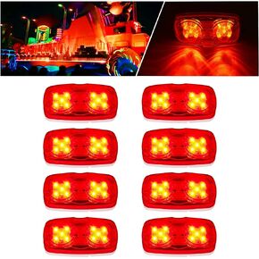 8Pcs 12V LED Trailer Light 10 LED Side Marker Light Double Bullseye Clearance Light Waterproof Indicator Lights Fit for Trucks Camper Boat Bus White