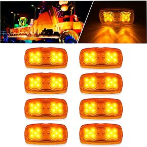 8Pcs 12V LED Trailer Light 10 LED Side Marker Light Double Bullseye Clearance Light Waterproof Indicator Lights Fit for Trucks Camper Boat Bus White