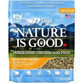 iHeartDogs Nature Is Good Freeze-Dried Dog Food - Vet-Approved, Filler-Free Raw Dog Food Supports Overall Health & Well-being - Chicken, 20 oz