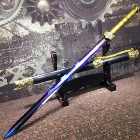 Supreme Sword,Handmade(High Carbon Steel Blue Blade,Black Wood Scabbard) Chinese Sword