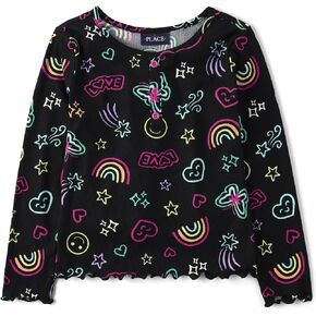 The Children's Place Girls' Long Sleeve Knit Fashion Shirt Seasonal