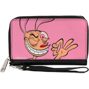 Buckle-Down Women's PU Zip Around Wallet Rectangle-The Ren & Stimpy Show, 7.5"x4.5"