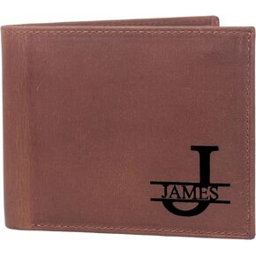 Premium Men's Bifold Wallet - Top Grain Leather with Dual ID Windows | Advanced RFID Protection | Slim Design with 8 Card Slots | Durable Stitching | Fathers Day Gift for Him