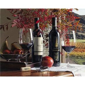 XDXART Paint by Numbers Kit for Adults Beginner DIY Oil Painting 16x20 inch - Red Wine on The Table, Drawing with Brushes Christmas Decor Decorations Gifts (Without Frame) in Saudi Arabia