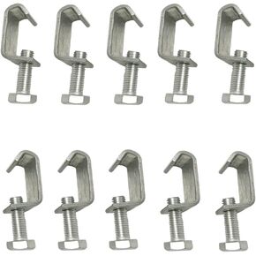 10Pcs Galvanized Steel M8 Clamp G Clamp Duct Flange Clip for Rectangular Tube Connection,Silver