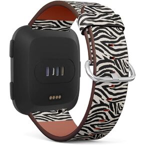 Compatible with Fitbit Versa, Versa 2, Versa Lite - Quick-Release Replacement Accessory Leather Band Strap Bracelet Wristbands (Zebra Print)