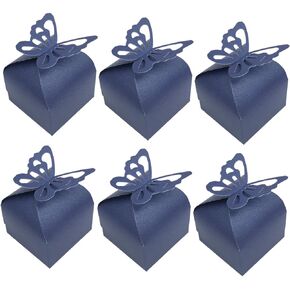 JINLYXHUI 50Pcs Candy Paper Boxes Candy Gift Boxes for Wedding Baptism Birthday Party Decorations (Butterfly, Dark Blue)
