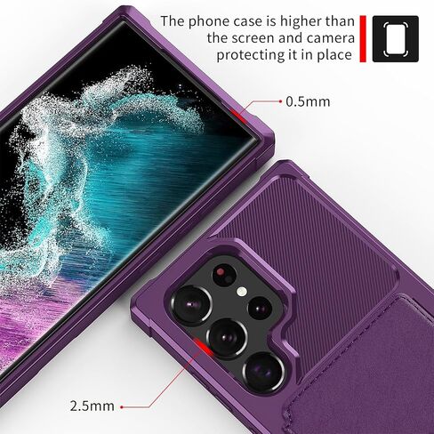 for Samsung Galaxy S23 Ultra Case with Card Holder, Compatible with Magnetic Car Mount, Heavy Duty Shockproof Rugged Soft TPU Back Leather Flip Wallet Cover Galaxy S23 Ultra 6.8", Purple in Saudi Arabia