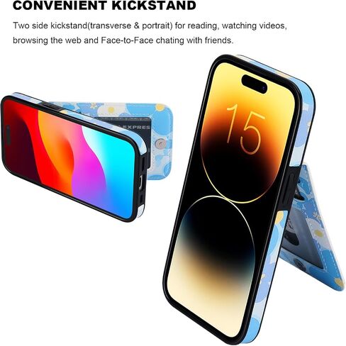Vaburs متوافق مع محفظة iPhone 15 Plus مع حامل بطاقة الائتمان، نمط الفهد الأسود، قلاب من جلد البولي يوريثان الفاخر، غطاء واقٍ مقاوم للصدمات مقاس 6.7 بوصات in Kuwait