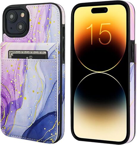 Vaburs متوافق مع محفظة iPhone 15 Plus مع حامل بطاقة الائتمان، نمط الفهد الأسود، قلاب من جلد البولي يوريثان الفاخر، غطاء واقٍ مقاوم للصدمات مقاس 6.7 بوصات in Kuwait