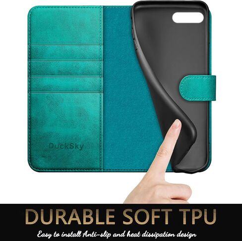 for iPhone 7 Plus/8 Plus Genuine Leather Wallet case 【RFID Blocking】【4 Credit Card Holder】【Real Leather】 Flip Folio Book Phone case Protective Cover Women Men for apple 8 Plus case Wine Red in Saudi Arabia