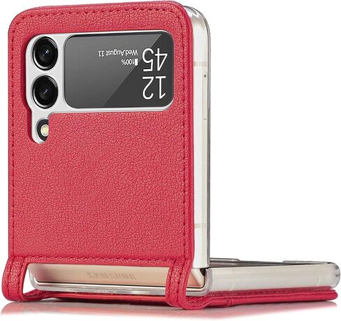 Galaxy Z Flip 3 5G Luxury PU Leather Wallet Case with Card Slots - Black in Saudi Arabia