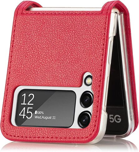 Galaxy Z Flip 3 5G Luxury PU Leather Wallet Case with Card Slots - Black in Saudi Arabia