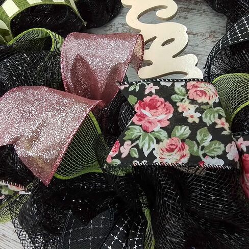Spring Welcome Wreath | Floral Everyday Door Wreath | Moss Green Pink Ivory Black | Gift for Mom in Saudi Arabia