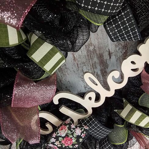 Spring Welcome Wreath | Floral Everyday Door Wreath | Moss Green Pink Ivory Black | Gift for Mom in Saudi Arabia