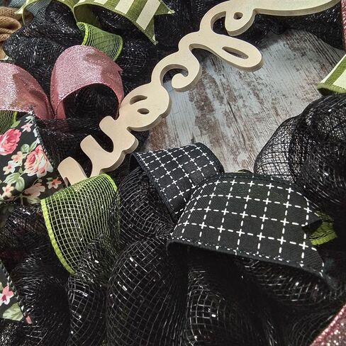 Spring Welcome Wreath | Floral Everyday Door Wreath | Moss Green Pink Ivory Black | Gift for Mom in Saudi Arabia