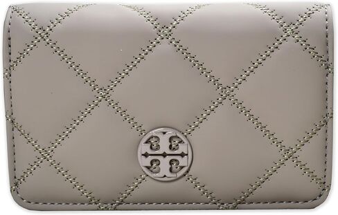 محفظة بطاقات نسائية من Tory Burch 150061 Willa Matte PU Leather Diamond مبطنة متوسطة الحجم، رمادي هيرون in Kuwait