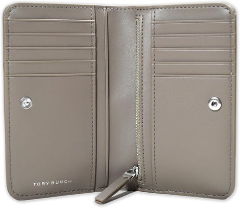 محفظة بطاقات نسائية من Tory Burch 150061 Willa Matte PU Leather Diamond مبطنة متوسطة الحجم، رمادي هيرون in Kuwait